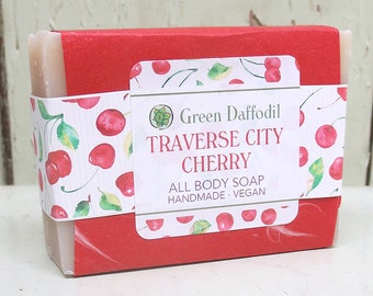 Traverse City Cherry  Bar of Soap - Green Daffodil - Michigan Gift - Michigan Love