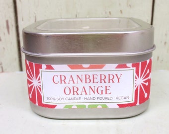 Cranberry Orange Soy Candle 8 oz. - Green Daffodil - Christmas - Holiday Fragrance