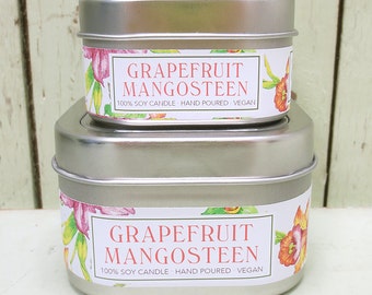 Grapefruit Mangosteen Soy Candle 4 oz. - Green Daffodil  - Fruity Tropical Lovers - Travel Size - Favor