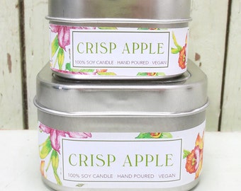 Crisp Apple Soy Candle 4 oz. - Green Daffodil - Handpoured - Apple Orchard - Fall Scented Candle - Travel Size - Gift - Vegan