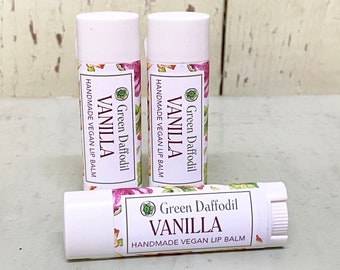 Vanilla Lip Balm Tube- Vegan - Green Daffodil - Moisturizer - Yummy - Favor