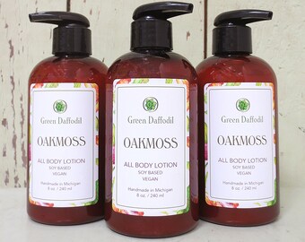 Oakmoss Soy Hand & Body Lotion - Green Daffodil - Oakmoss + Amber - Pump Bottle - All Body Lotion