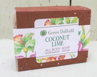 Coconut Lime Bar of Soap - Green Daffodil - Tropical Scent - Vacation