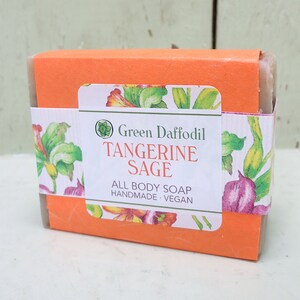 Tangerine Sage Bar Soap - Green Daffodil - All Body - Citrus and Herbs