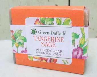 Tangerine Sage Bar Soap - Green Daffodil - All Body - Citrus and Herbs