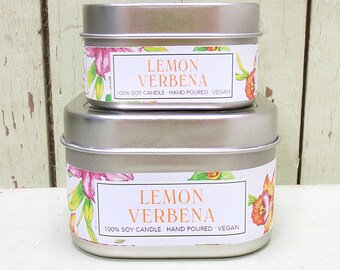 Lemon Verbena Soy Candle 4 oz. - Green Daffodil - Herb Garden - Travel Size - Citrus Lover