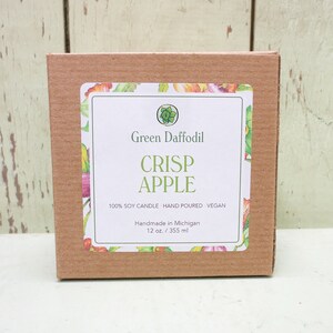 Crisp Apple Soy Candle 12 oz. Glass Cube Green Daffodil Fall Fragrance Cider Mill Bild 2