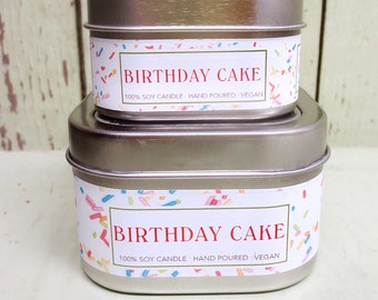 Birthday Cake Soy Candle 4 oz. - Green Daffodil  - Happy Birthday - Birthday Gift - Sweet Vanilla Cake - Sprinkles