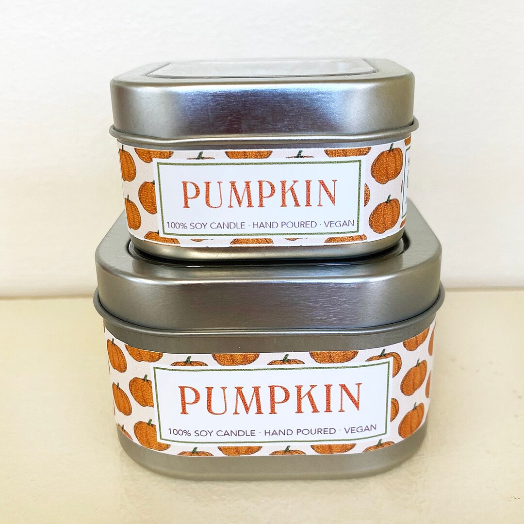 Fall Pumpkin Soy Candle 4 Oz. Autumn Halloween Pumpkin Pie Travel Size