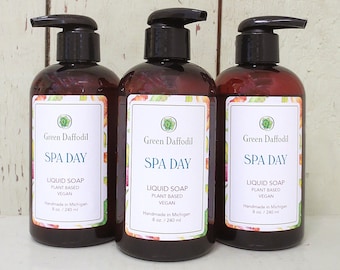 Spa Day Liquid Soap - All Purpose Castile Base - Green Daffodil - VEGAN - Green Tea + Aloe + Lemon - Fresh Clean