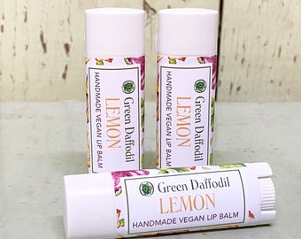 Lemon Lip Balm Tube- Vegan - Green Daffodil - favor - flavored - moisturizer