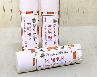Pumpkin Soy Lip Balm Tube- Vegan - Green Daffodil - Fall Harvest - Pumpkin Pie - Halloween