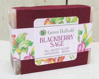 Blackberry Sage Bar of Soap - Green Daffodil - Berry Lover - Herbal - Favor