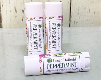 Peppermint Lip Balm Tube- Vegan - Green Daffodil - Mint Lovers