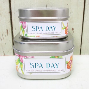 Spa Day Soy Candle 8 oz. Green Daffodil Relax Soothe Fresh Clean image 2