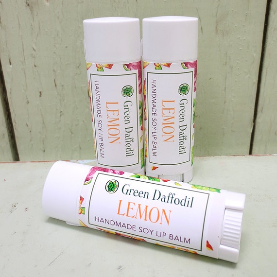 Lemon Soy Lip Balm Tube Vegan Green Daffodil favor Etsy