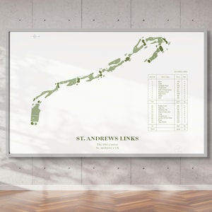 St. Andrews | The Old Course | Golf Course Map, Golf Painting, Golf Gift, Course Layout |  Fine Art Print
