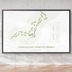 National Golf Links of America | Golf Course Map, Golf Painting, Golf Gift, Course Layout |  Fine Art Print