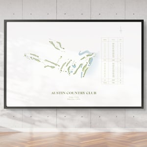Austin Country Club | Golf Course Map, Golf Painting, Golf Gift, Course Layout |  Fine Art Print