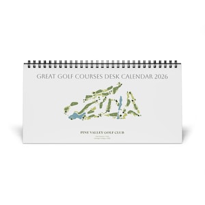 Calendario da tavolo dei campi da golf, griglia 2026, percorsi mensili dei campi, organizzatori di tornei di golf, regalo per golfisti, decorazione per scrivania da ufficio, amanti del golf