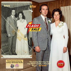 Photo Restoration Remastering Service, Enhance Colorize Old Pics, Advanced Repair, Fix Damage & Blur, 2K 4k HD Upscale, Family Gift, Sharpen