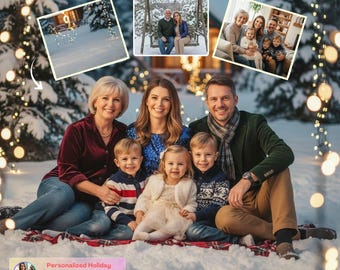 Family Photo for Christmas Card, Holiday Portrait Merge from Different Pics, Add Remove from Wedding Pic, Personalized Gift for Mom Dad