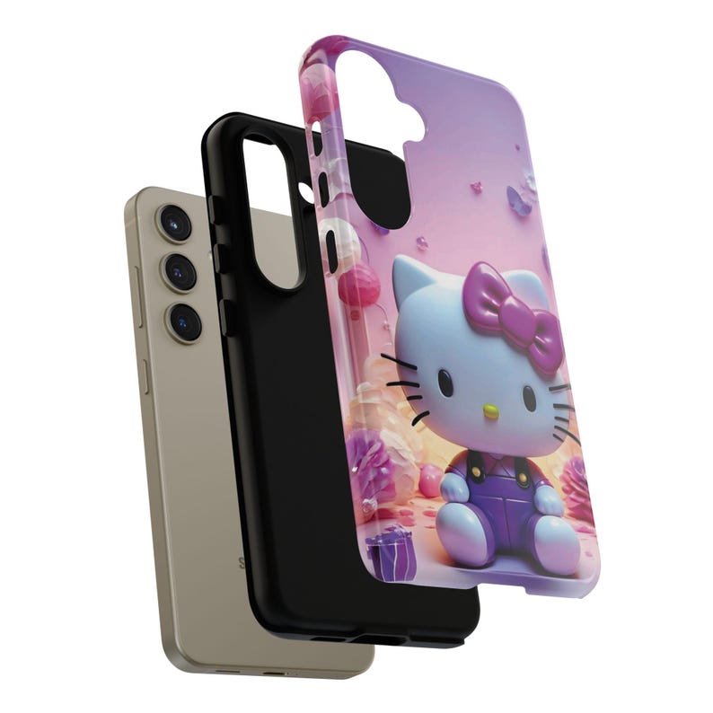 Funda para teléfono resistente con diseño de gato lindo inspirado en Hello Kitty / Funda protectora rosa kawaii de dibujos animados imagen 15