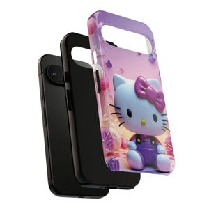 Funda para teléfono resistente con diseño de gato lindo inspirado en Hello Kitty / Funda protectora rosa kawaii de dibujos animados imagen 9