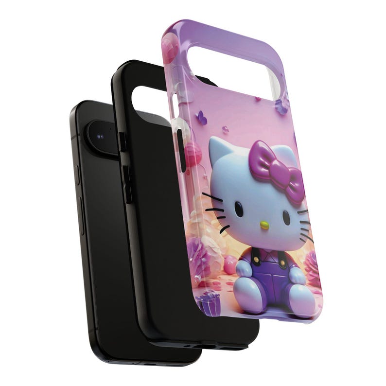 Funda para teléfono resistente con diseño de gato lindo inspirado en Hello Kitty / Funda protectora rosa kawaii de dibujos animados imagen 9