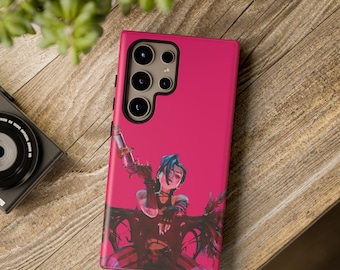 Arcane Jinx Boom Tough Phone Case for iPhone 16 15, Samsung S25 S24 Ultra and Pixel 9 pro Gift League of Legends Fan