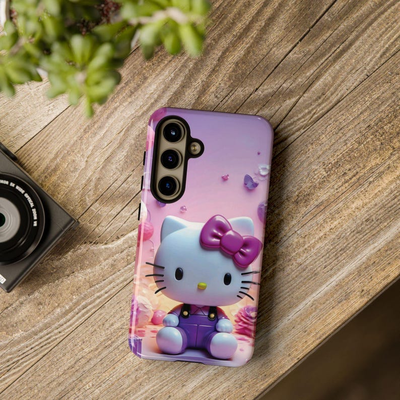 Funda para teléfono resistente con diseño de gato lindo inspirado en Hello Kitty / Funda protectora rosa kawaii de dibujos animados imagen 13