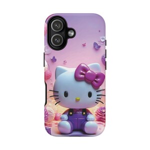 Funda para teléfono resistente con diseño de gato lindo inspirado en Hello Kitty / Funda protectora rosa kawaii de dibujos animados imagen 2