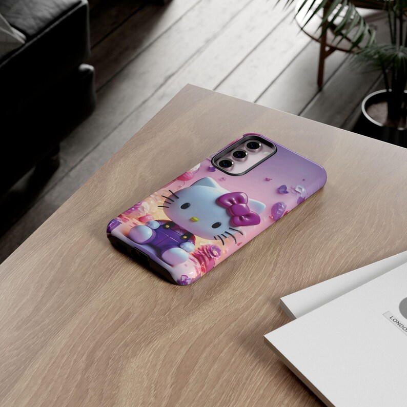 Funda para teléfono resistente con diseño de gato lindo inspirado en Hello Kitty / Funda protectora rosa kawaii de dibujos animados imagen 17