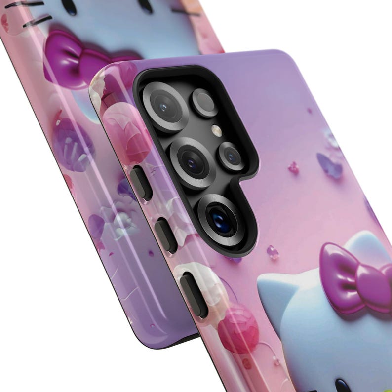 Funda para teléfono resistente con diseño de gato lindo inspirado en Hello Kitty / Funda protectora rosa kawaii de dibujos animados imagen 12