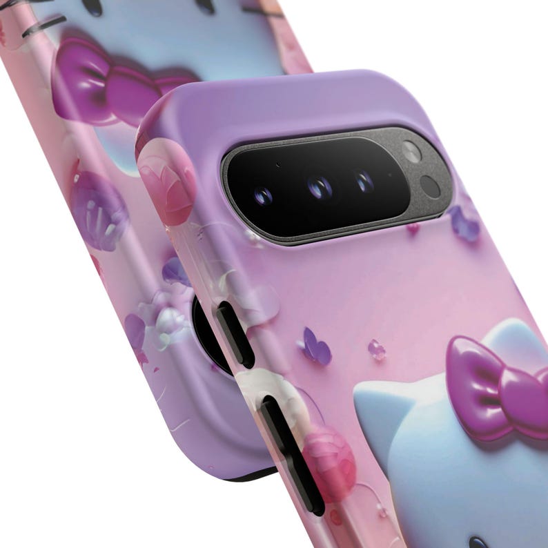 Funda para teléfono resistente con diseño de gato lindo inspirado en Hello Kitty / Funda protectora rosa kawaii de dibujos animados imagen 8