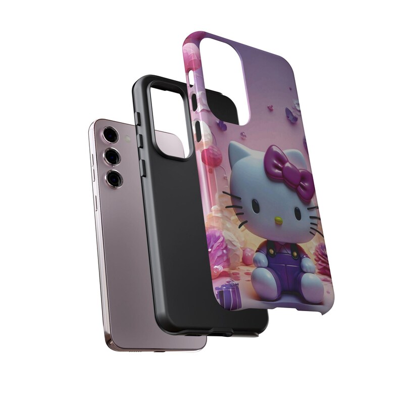 Funda para teléfono resistente con diseño de gato lindo inspirado en Hello Kitty / Funda protectora rosa kawaii de dibujos animados imagen 18