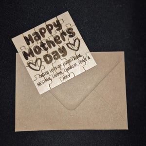Personalised Mothers Day Jigsaw - Build Your Own Greetings Card - Custom Wooden Engraved Puzzle