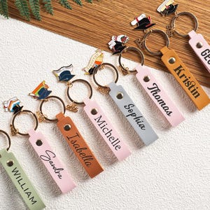 Personalized Leather Graduation Keychain, Wristlet Keychain for Her, 2025 Class College Grad Gift with Engraved Name, Grad Party Favors
