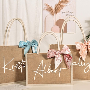 Custom Name Jute Bags,Custom Bridesmaid Gift Bags,Personalized Burlap Bags,Bachelorette Party Favors,Beach Tote Bags,Bridal Shower Gift Bags