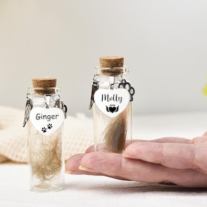 Custom Pet Hair Memorial Jar, Pet Fur or Ashes Memorial Jar, Personalized Pet Fur Keepsake, Urn Memorial Gifts, Dog Cat Rememberance Gifts