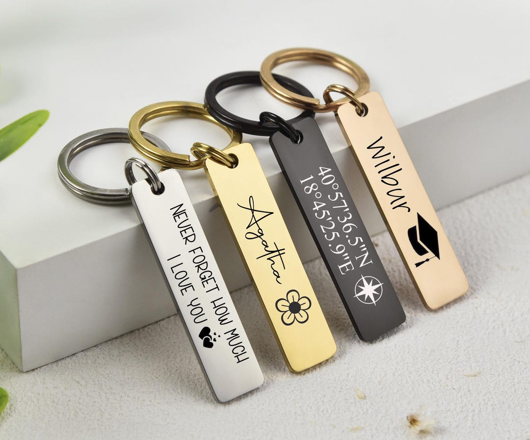 Personalized Stainless Steel Keychain, Custom Engraved Keyring - Etsy