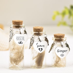 Pet Fur or Ashes Memorial Jar, Custom Pet Hair Memorial Jar, Personalized Pet Fur Keepsake, Urn Memorial Gifts, Dog Cat Rememberance Gifts