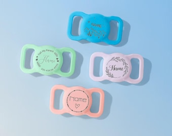 Benutzerdefinierte AirTag Katzenhalsband, Haustier AirTag Halsbandhalter, Aufschieben auf Hund Namensschild, Silikon Slient Air Tag Hülle, gravierte Air Tag Hülle für Hundehalsband