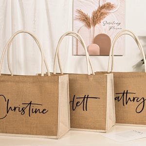 Personalized Burlap Bags,Custom Bridesmaid Gift Bags,Custom Name Jute Bags,Bachelorette Party Favors,Beach Tote Bags,Bridal Shower Gift Bags