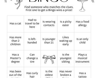 Find The Guest Bingo Card