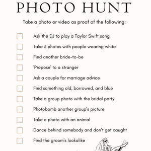 Bachelorette Photo Scavenger Hunt
