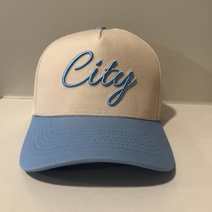 Simple Minimialist City Hat - Sky Blue in Manchester City style