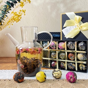 Blooming Flower Tea Gift Set: 18 Handmade Wellness Tea Balls Mother's Day