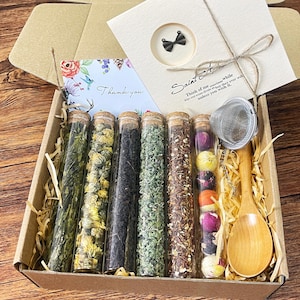 Luxus-Tee-Geschenk-Set - 12 Kräuter lose Blatt & Blüte Tee Sampler | Wellness Geschenk für Sie, Mama, Schwester | Tee-Liebhaber-Geschenk, Geburtstags-Vatertagsbox