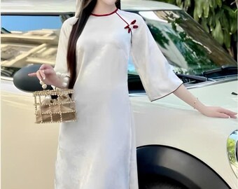 Vietnamese Ao Dai |Modern Ao Dai |floral Brocade Ao Dai |Vietnamese Traditional Costumes |Áo dài suông|Ao Dai women
